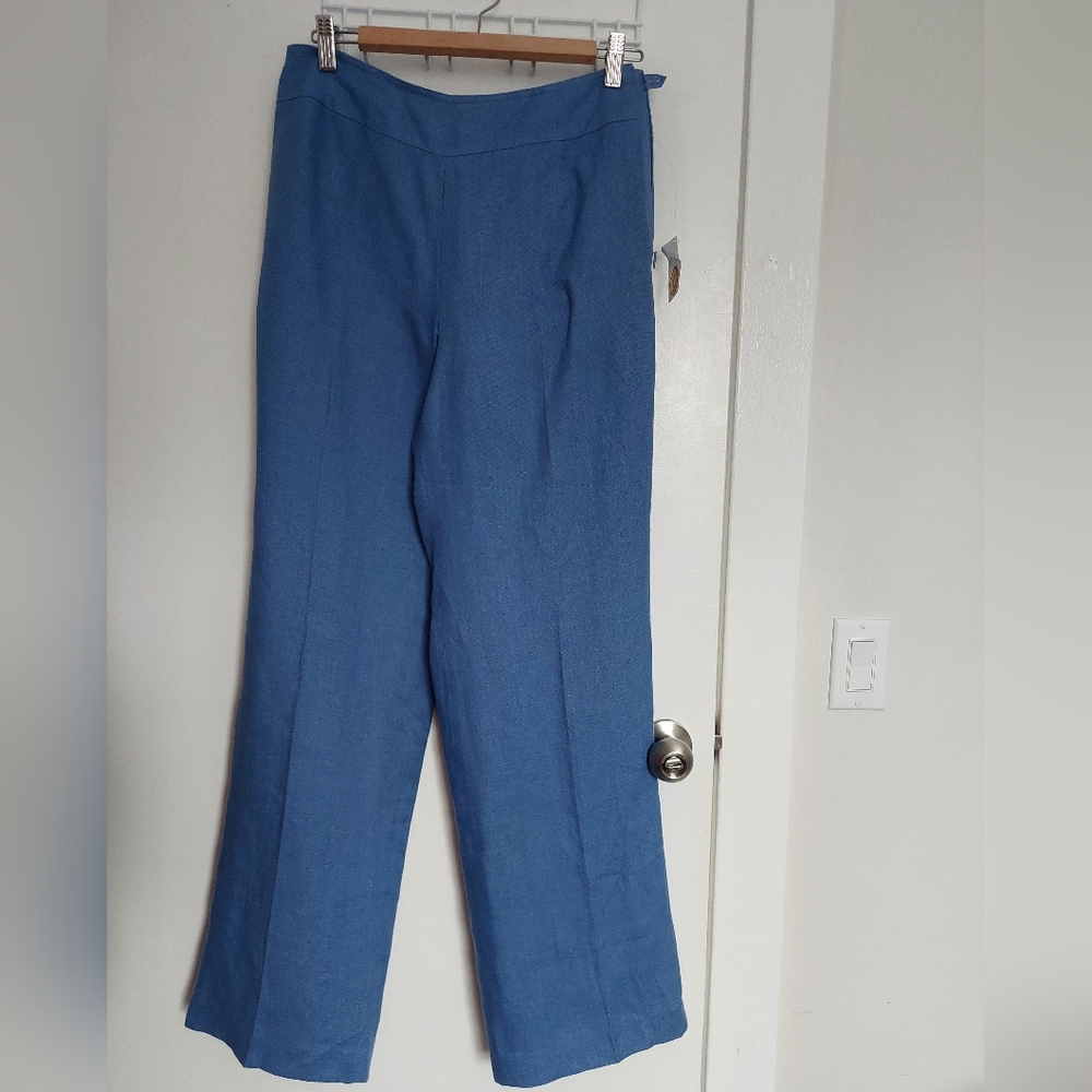 Talbots Blue Wide-Leg Pants NWT 100% Linen